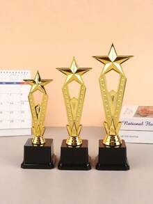 1个金色奖杯星形塑料奖杯工艺纪念品歌舞比赛奖励奖杯学校奖励用品 - 彩色 - 查看 1