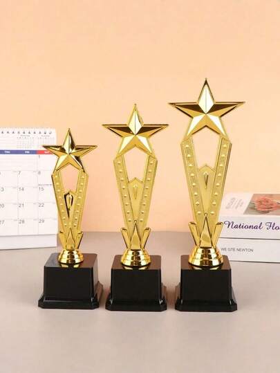 1 Pc Golden Award Trophy Star Plastic Winner Award Trophy Craft Souvenirs Singing Dancing Competition Reward Prize Cup School Rewarding Supply