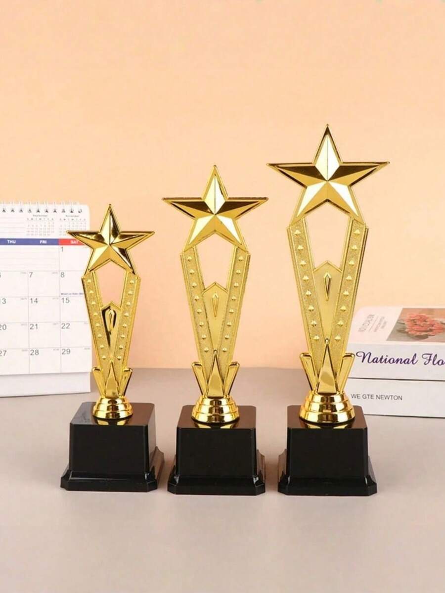 1个金色奖杯星形塑料奖杯工艺纪念品歌舞比赛奖励奖杯学校奖励用品 - 彩色 - 查看 1