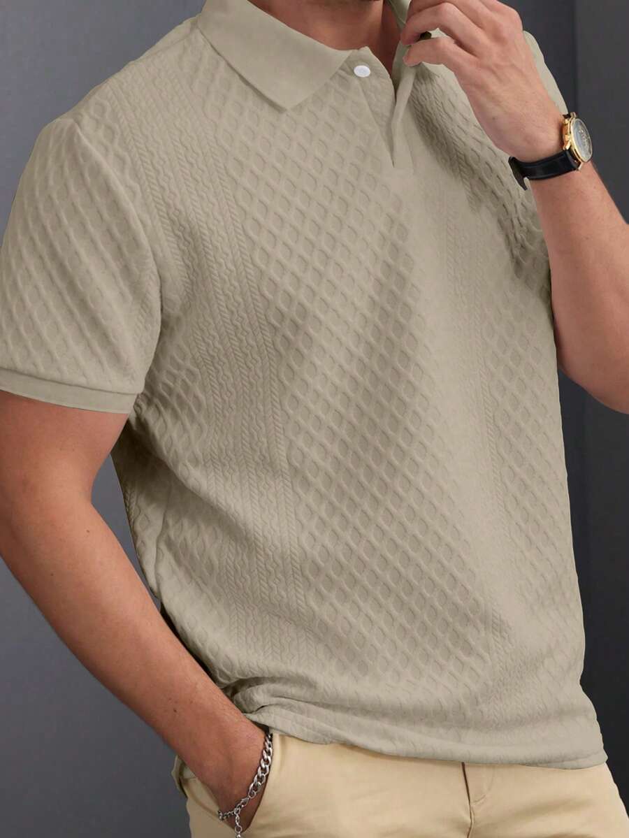 Manfinity Homme 男士休閒短袖 Polo 衫,正式款 - 駝色 - 查看 1