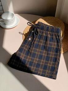 Comfortcana 女士休闲低腰格子短裤，30%棉，适合居家和户外穿着 - 彩色 - 查看 5