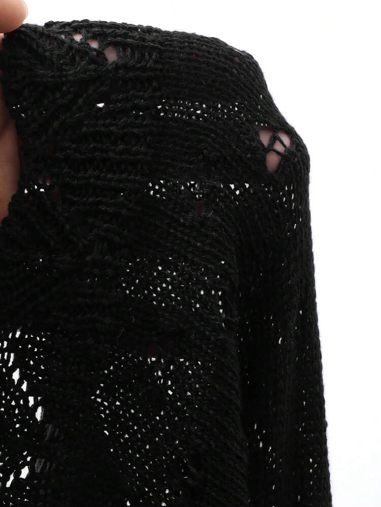 Women's Solid Color Hollow V-Neck Short Sleeve Elegant Vacation Cardigan, Spring/Autumn Summer