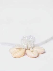 MUSERA Dây chuyền mặt vỏ sò đính hạt, thích hợp cho mùa xuân hè, lễ hội bãi biển, kỳ nghỉ, dễ thương, đeo hàng ngày. - trắng - Xem 3