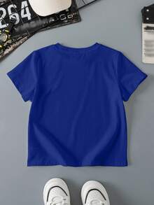 BATMAN X SHEIN Tween Boy Cartoon Print Round Neck Short Sleeve Casual T-Shirt - White - View 2
