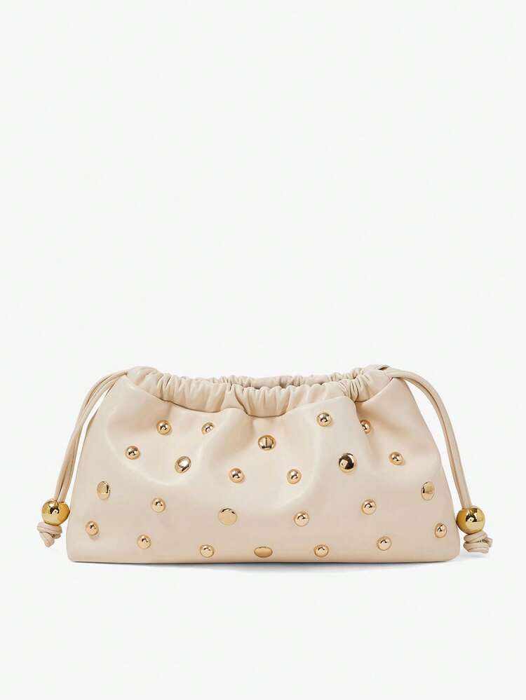 SHEIN Maija Ladies,Women Clutches, Drawstring Clutch,Suede,Fashionable, Elegant, Simple, Personalized, Versatile, Classic, For Commute, Office,Date, Daily,Shopping, Afternoon Tea
