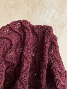 Soleia Vestido de punto sexy con escote halter, calado y con lentejuelas y flecos para mujer - Burdeos - Ver 8