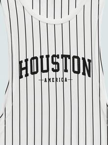 Open Phase 男士条纹字母图案无袖背心，适合锐舞派对、外出游玩，也可作为送给男友的礼物 - 白色 - 查看 4