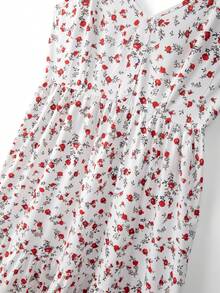 SHEIN Franclia Women's Ditsy Floral Ruffle Hem Sleeveless Dress, Vacation Style - White - View 4