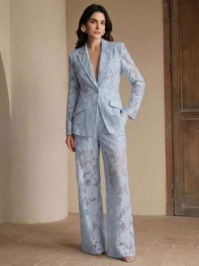 Anewsta Bộ đồ nữ thanh lịch, thiết kế hoa văn jacquard ngẫu nhiên khoét rỗng, mỏng nhẹ, đa năng, phù hợp cho mùa xuân đến hè, trang phục đi nghỉ mát cho nữ.