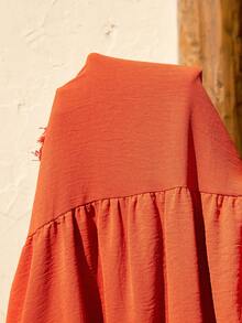 Breezaya Vestido casual de patinadora con volantes, de manga corta con pétalos, de unicolor, para vacaciones, talla grande para mujer - Amarillo - Ver 8