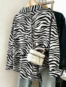 Franclia 女士休闲宽松长袖衬衫，豹纹图案，简约百搭，适合秋冬日常穿着 - 彩色 - 查看 2