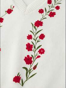 Franclia Áo vest dệt kim nữ cổ chữ V họa tiết hoa retro, thiết kế nhiều lớp, kiểu dáng mới, mùa Xuân/Hè 2025. - trắng - Xem 5