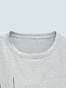Modcrash Men's Fashionable Letter Print Round Neck Short Sleeve Casual T-Shirt - Grey - View 5