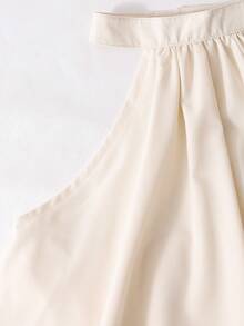 SHEIN 1pc Girls' Adjustable Halter Solid Color Dress, Backside Hollow Design, Suitable For Summer Travel, Vacation, Beach Wear - Apricot - View 5