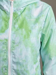 Powerista Áo khoác thể thao nữ dài tay có mũ kéo khóa, nhuộm tie-dye, kiểu dáng thể thao. - màu xanh lá - Xem 5