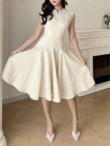 Feyla Women's Short Dress For Daily Wear - Apricot - View 4