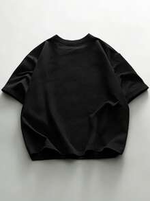 ROMWE MEN Street Life 男士天使印花短袖T恤，适合春夏穿着 - 黑色 - 查看 2