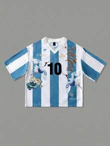 ROMWE MEN Men's Mesh Fabric Loose Fit Short Sleeve T-Shirt - Blue - View 1