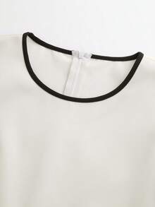 Franclia New Arrival Fashionable & Elegant Contrast Color Asymmetrical Hem Dress - Apricot - View 3