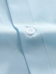 Manfinity RSRT Bộ đồ nam màu trơn, tay ngắn cài một hàng khuy và quần short, kiểu dáng thường ngày, thích hợp cho kỳ nghỉ. - Màu xanh nhạt - Xem 5