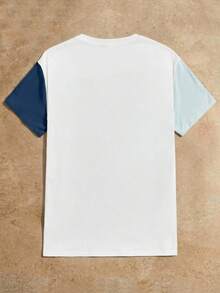 HIMLAND Men Cotton Colourblock Tee - Dusty Blue - View 2