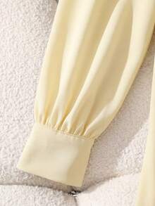 Franclia New Arrival Solid Burgundy Ruched Waist Elegant Dress For Women - Pale Yellow - View 3