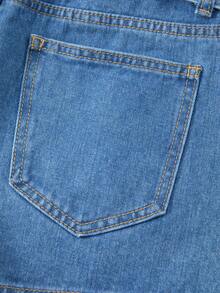 GlowEve 女士休闲牛仔短裤，配腰带，夏季 - 藍色 - 查看 7