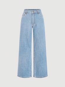 Sweetra Busana Denim Wanita yang Elegan dan Intelektual - Light Wash - View 5