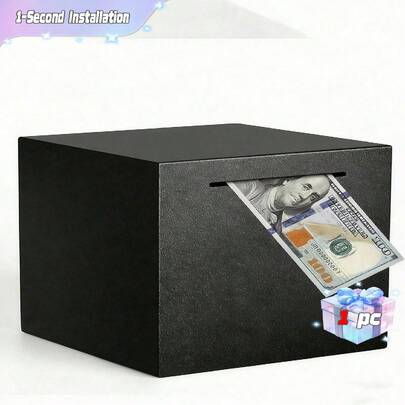 1 件黑色不锈钢存钱罐 - 安全的预算和储蓄解决方案，采用可拆卸设计 - 成人办公室收纳用品