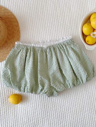 Comfortcana 2026 New Arrival Spring/Summer Women's Casual Plaid Elastic Waist Bubble Shorts, Summer Festival Outfits For Women Beach Outfit For Women Vacation Outfits Women Y2k