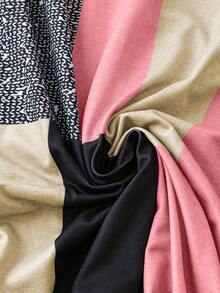 SHEIN CURVE+ 大码女式夏季休闲短袖T恤，几何印花，圆领图案T恤，女士上衣，休闲上衣，女士短袖上衣，夏季女式上衣，女士休闲衬衫 - 粉色 - 查看 5