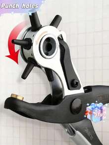 SHEIN Alicate perforador de agujeros redondos de fácil uso, perforador de cinturones/bolsos/ para el hogar, estructura de doble palanca, cabezal perforador de grado profesional de CrV, 6 tamaños de agujero ajustables, diseño antioxidante, apto para, cartón, tarjetas y talla grande materiales - Multicolor - Ver 6