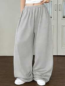 DAZY Quần nỉ ống rộng thoải mái dành cho nữ, kiểu Mỹ. - Xám - Xem 4