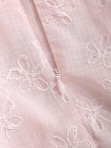 Sweetra Áo ống babydoll nữ mùa hè mới, màu trơn, chất liệu jacquard, xếp ly ở ngực và thắt nơ, thích hợp để đi chơi, dự tiệc sinh nhật. - Hồng - Xem 4
