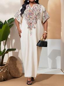 SHEIN Lady Đầm nữ cổ chữ V không tay, có túi, họa tiết hoa, kiểu dáng đi nghỉ mát. - Nhiều màu - Xem 3