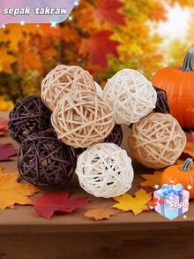 15pcs-Mixed Color Wicker Rattan Balls - Decorative Orbs Natural Spheres Craft DIY, Wedding Decoration, Christmas Tree, House Ornaments Vase Filler - 5Colors Assorted,45mm,Black,Grey,Brown And White,Black,Large Wicker Rattan Balls - Mix 5colours Decorative Balls For Bowls, Vase Fillers, Coffee Table Decorations, Wedding Party Centrepieces Decorative Confetti,3cm/4cm/5cm - 彩色 - 查看 9