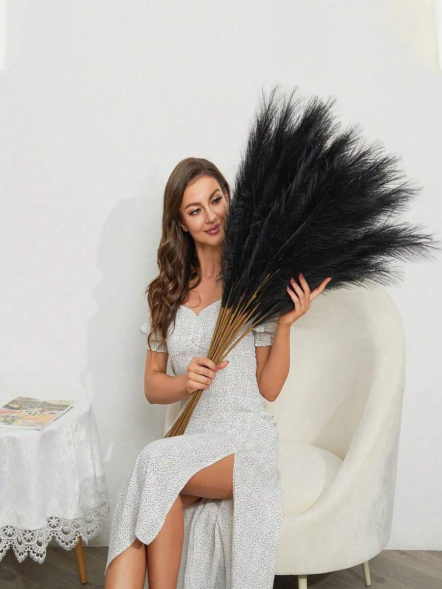 人造植物 仿真蒲苇 仿真蒲苇草 人造植物 100/80/50/20/15/10 株 55厘米/97厘米 黑色仿真蒲苇草,房间装饰 高大的仿真蒲苇花卉 大型仿真蒲苇草枝条植物,适用于客厅装饰落地花瓶,蒲苇草装饰,秋季装饰花瓶填充物,落地花瓶填充物,家居波西米亚风装饰 - 黑色 - 查看 1