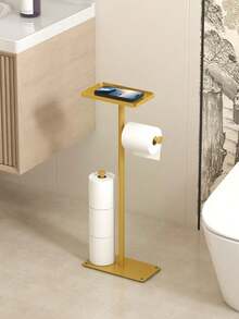 1pc Vertical Toilet Paper Holder, With Shelf Toilet Paper Holder, Bathroom Floor Standing Toilet Paper Holder, Multi Roll Paper Storage Rack, Toilet Paper Storage Rack, Suitable For Bathroom And Toilet Storage Accessories - Multicolor - View 14