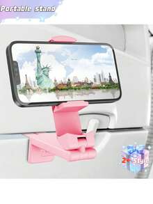 1 Universal Airplane Mobile Phone Holder, Capable Of Multi-Directional Dual 360 Degree Rotation, Freeing Hands, Pocket Sized Essential Airplane Travel Accessory, Available In Pink And Black. - Multicolor - View 4