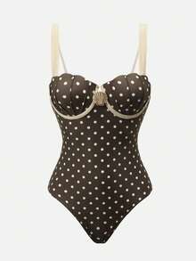 Swim Oasis 26SS 春夏海滩度假高端优雅贝壳杯波点金属贝壳配套半裙两件套泳衣 2026 新款女士泳装到货，适合上学、度假、约会、下午茶、西式、邮轮、海滩、海岛、公路旅行、四季皆宜、音乐节、波西米亚风度假、凉爽秋季、西部波西米亚风、优雅女士泳装上衣、波点女士泳衣、波点泳装 - 彩色 - 查看 4