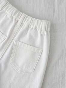 SHEIN Quần jean xanh ống rộng cho bé trai, có gấu quần. - trắng - Xem 5