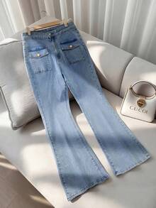 EMERY ROSE Plus Size Women's Vintage Washed Denim Jeans, Spring/Summer - Light Wash - View 1