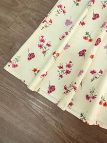 MSFranclia Vestido largo de flores pequeñas en color albaricoque con diseño de cintura ceñida, tirantes finos y espalda descubierta, elegante y dulce para mujer en veranoMS2-15 I5MB - Albaricoque - Ver 6