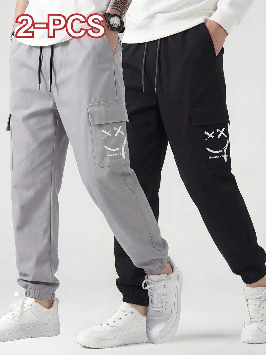 Mirajuku Bộ 2 quần thời trang cho bé trai tuổi teen, màu đen và xám, chất vải mềm mại, thoải mái, thích hợp cho các buổi đi chơi, chụp ảnh, kiểu dáng đa năng và thời trang, là món đồ không thể thiếu cho các chàng trai tuổi teen. - màu đen - Xem 1