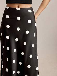 BizChic New Black & White Polka Dot Pattern Mini Skirt, Versatile For Spring/Summer Wear - Black - View 5