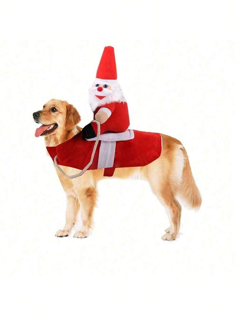 狗狗和猫咪服装,圣诞主题宠物用品,适合小型和中型犬猫的趣味服装 - 紅色 - 查看 1