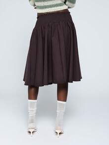 COUREZ VOLUME MIDI SKIRT WITH SHIRRED WAISTBAND - Brown - View 3