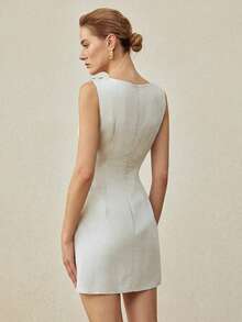 MOTF PREMIUM RUCHED ZIPPER DRESS - White - View 2