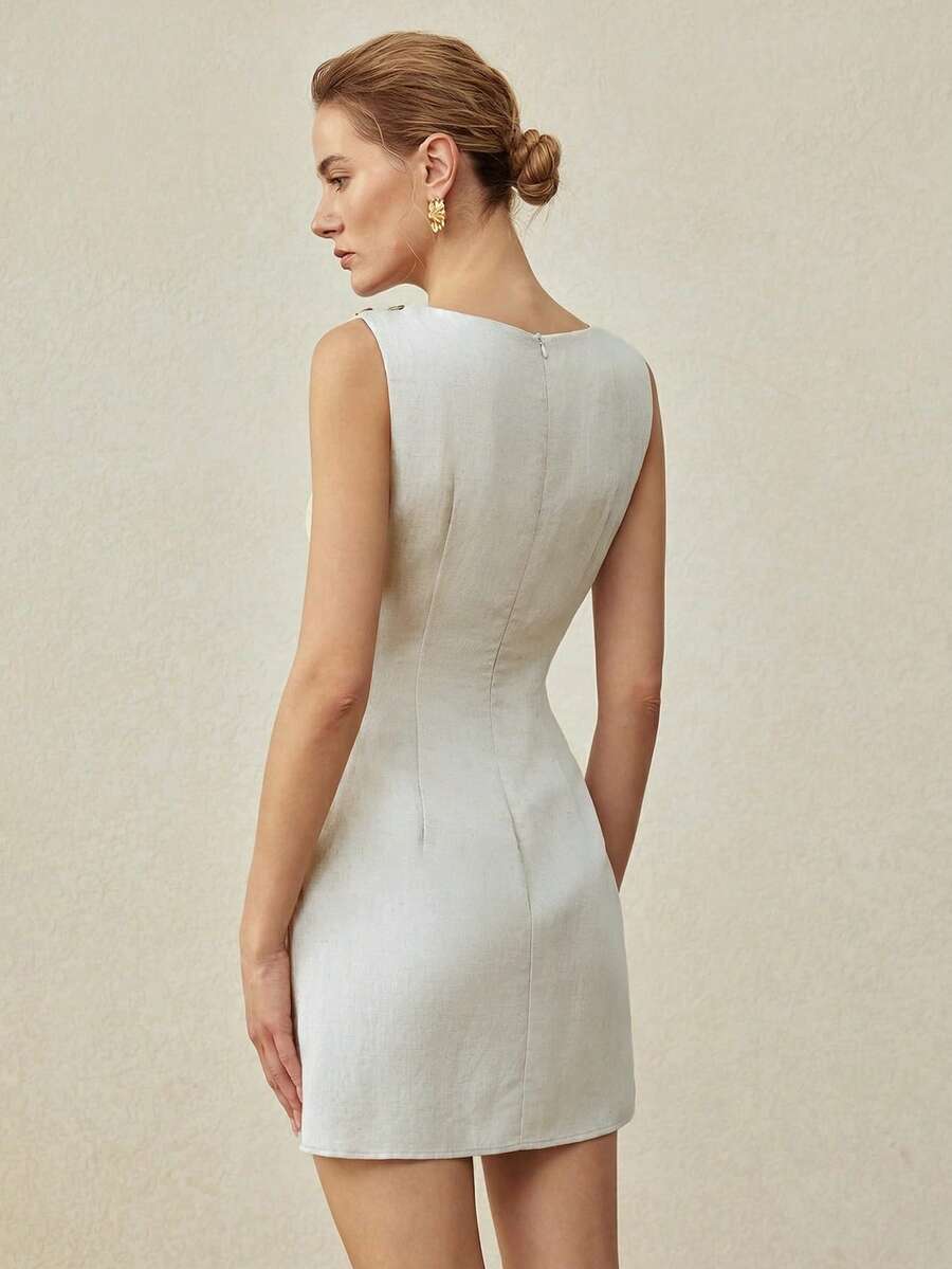 MOTF PREMIUM RUCHED ZIPPER DRESS - White - View 2
