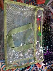 1个透明手提袋 - PVC化妆品收纳袋，加厚防水A4透明文件袋，适用于学生考试复习、作业、书籍收纳、试卷整理和体育场活动手提包。 - 單件 - 查看 2